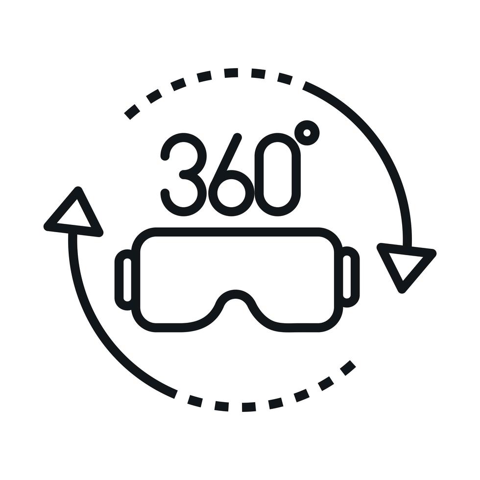 360 graden uitzicht rotatie bril virtual reality lineaire stijl icoon ontwerp vector