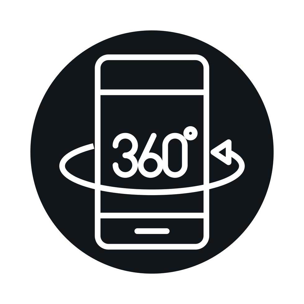 360 graden weergave smartphoneblok en lijnstijlpictogramontwerp vector