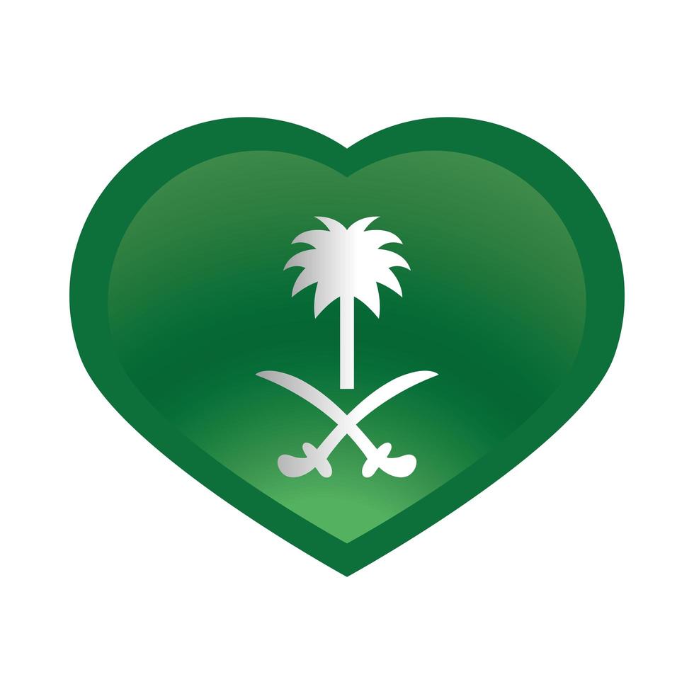 saoedi-arabië nationale dag groen hart vlag nationaal symbool verloop stijlicoon vector