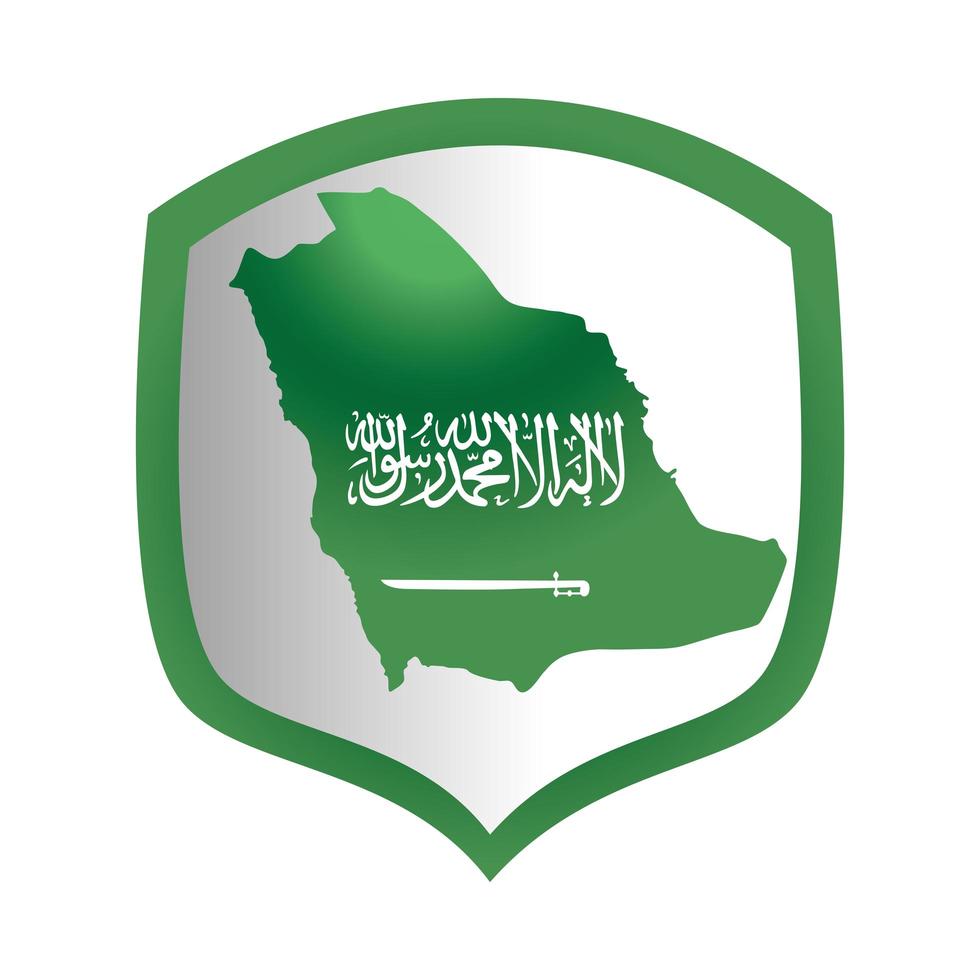 saoedi-arabië nationale feestdag schild met groene kaart land gradiënt stijlicoon vector