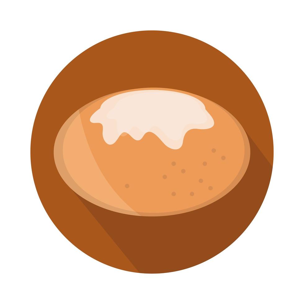 broodbroodje met kaasmenu bakkerij voedselproductblok en plat pictogram vector