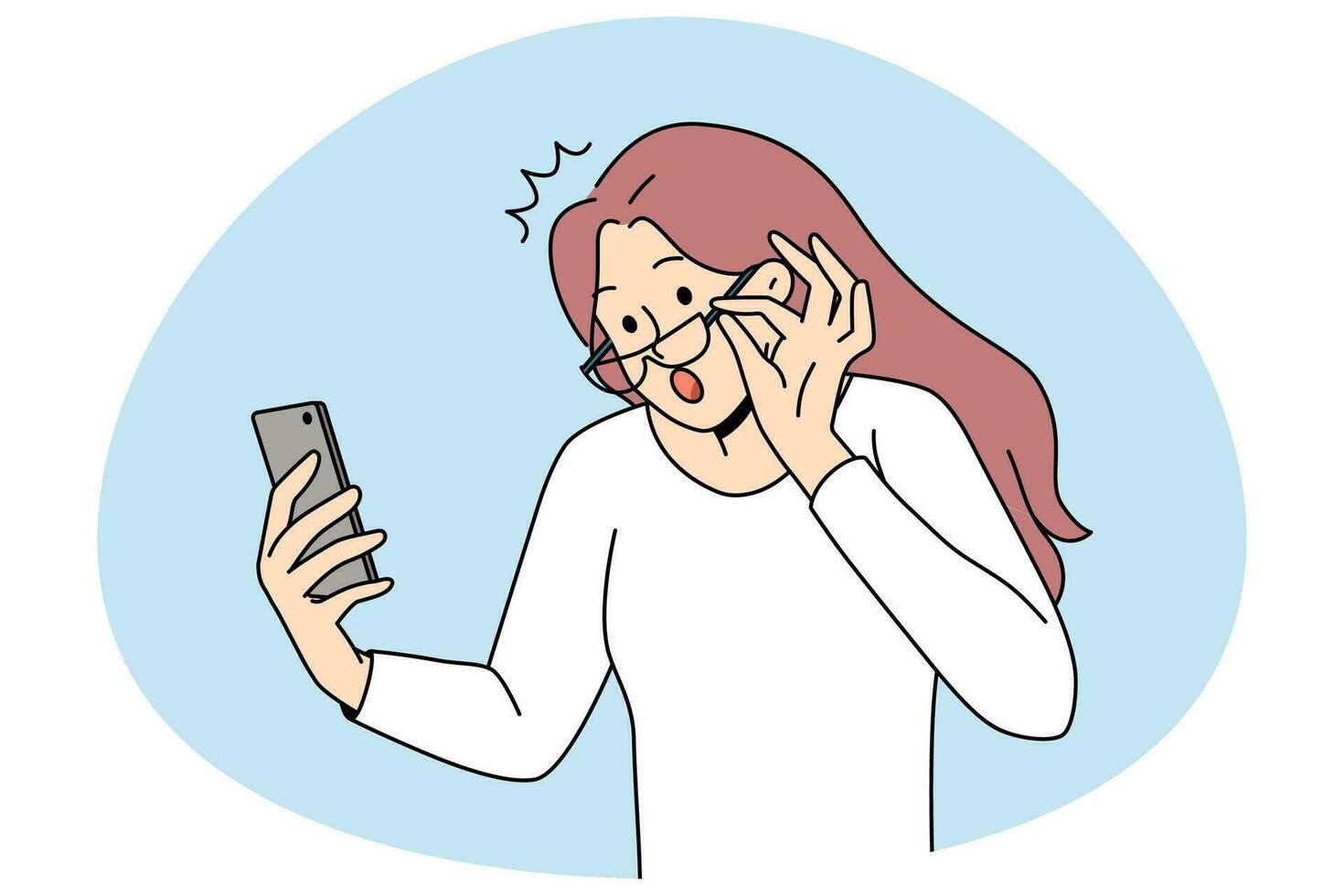 geschokt vrouw verrast door tekst Aan mobiele telefoon vector