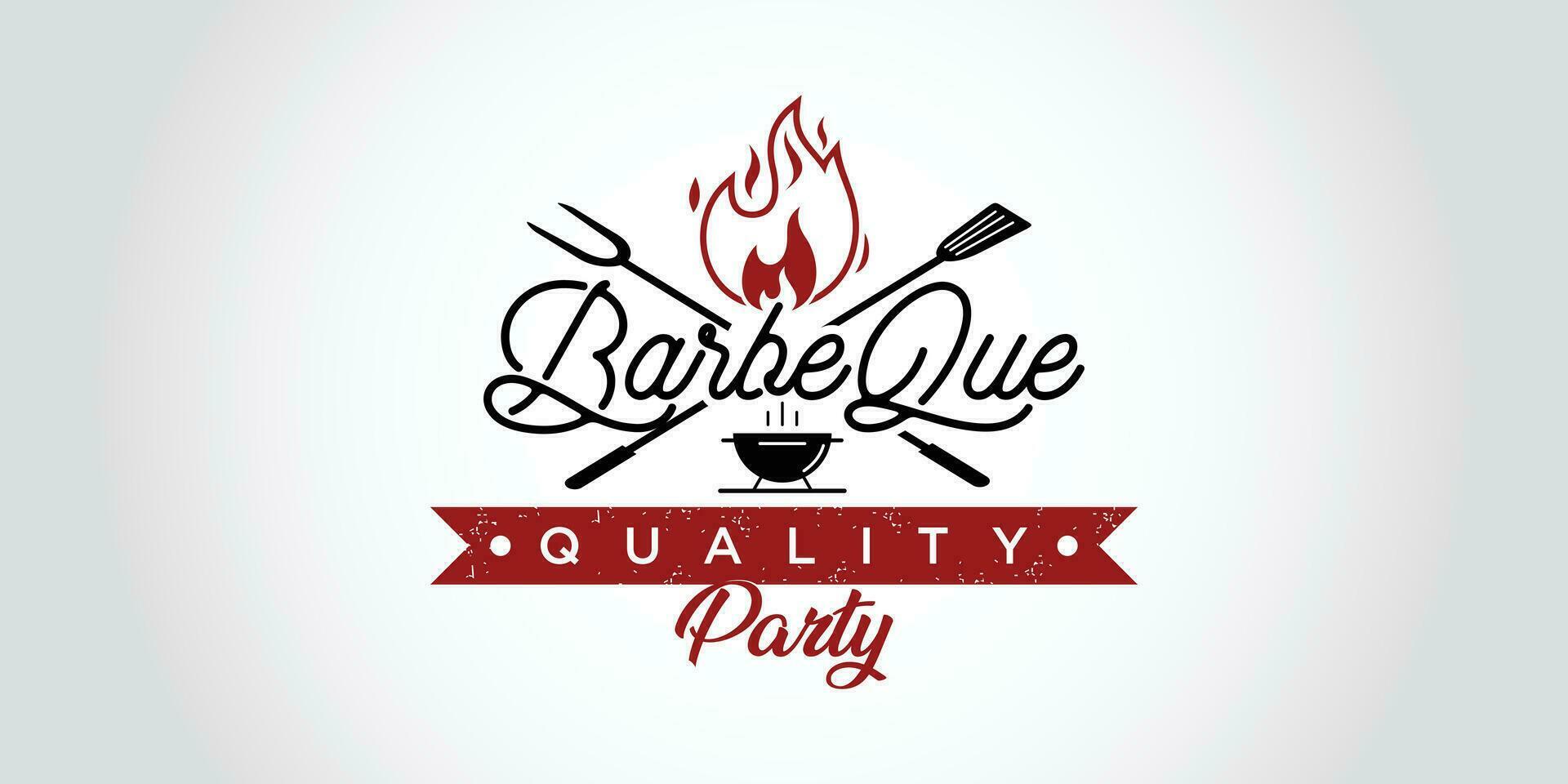 logo barbecue met vlam logo vector