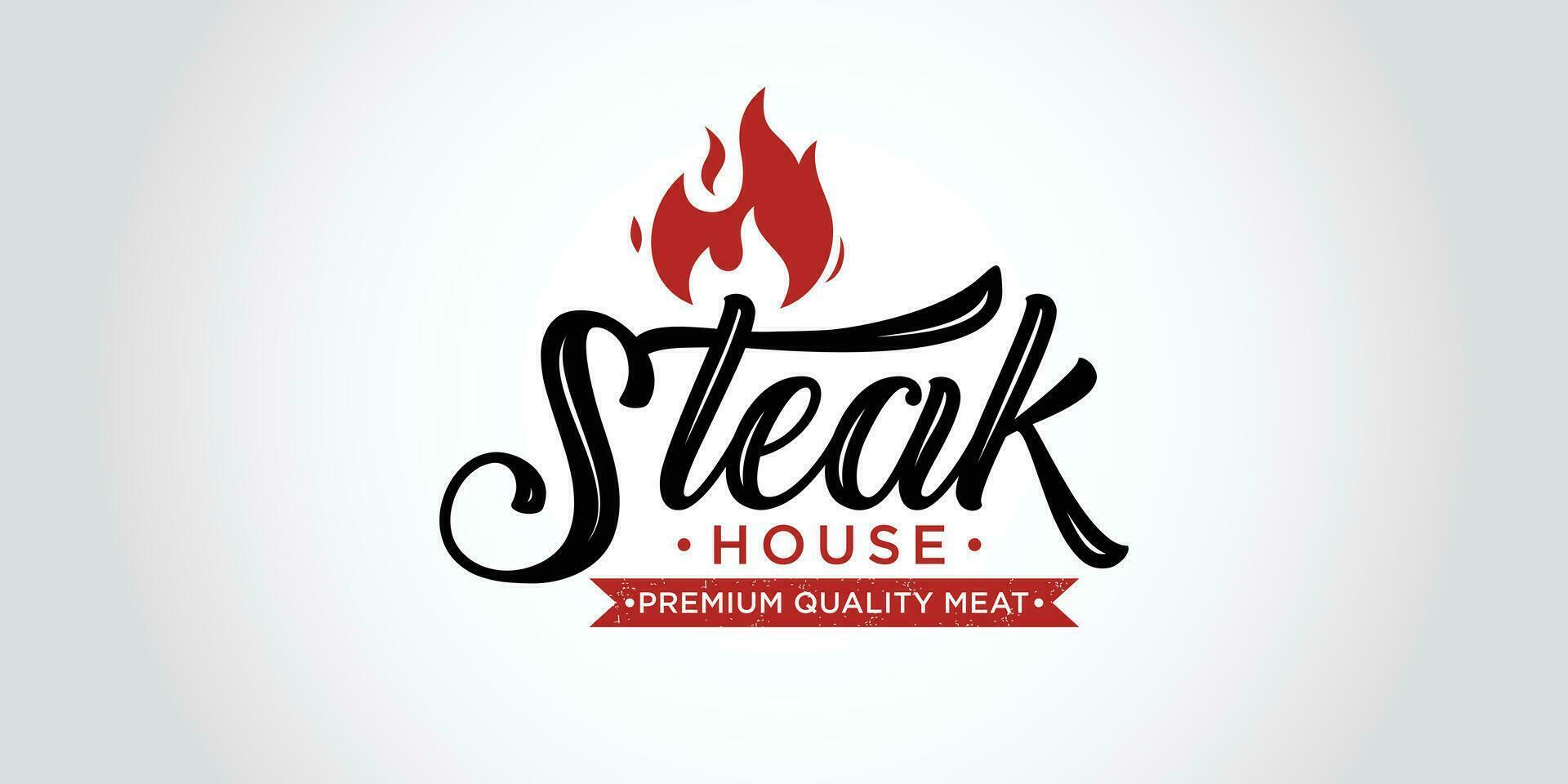 wijnoogst steak huis logo. retro stijl rooster restaurant embleem. vector illustratie