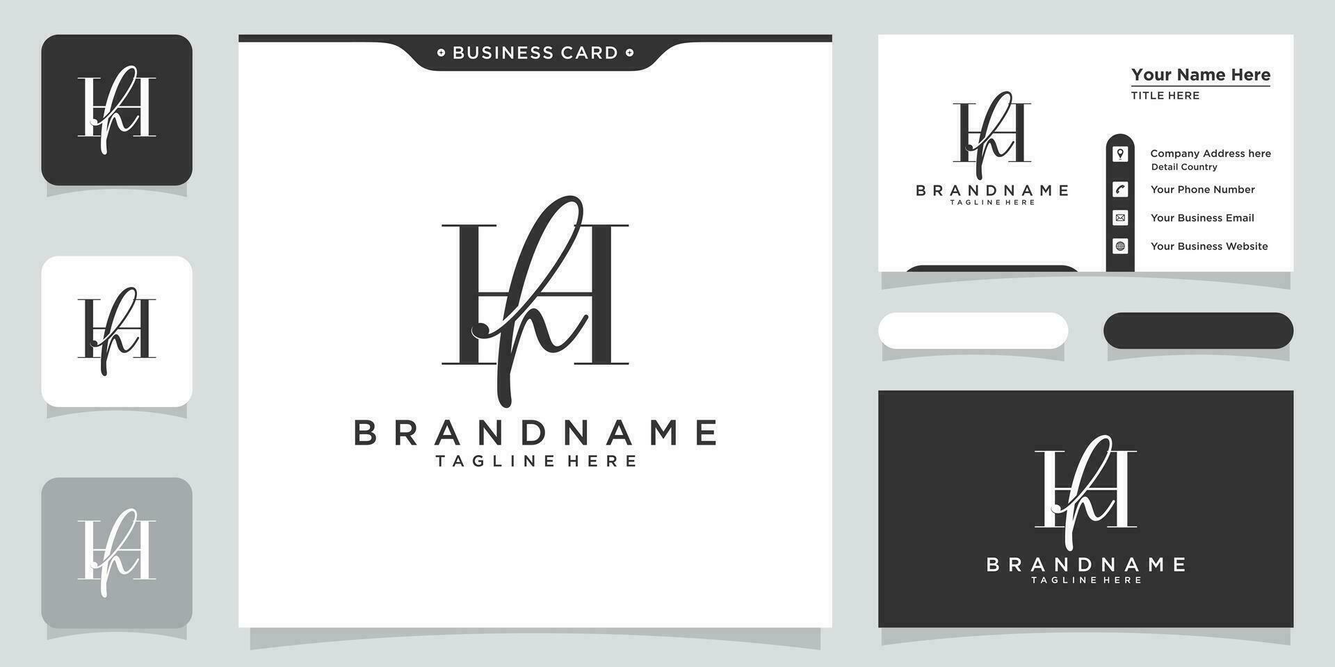 eerste brief hh luxe logo ontwerp vector met bedrijf kaart ontwerp