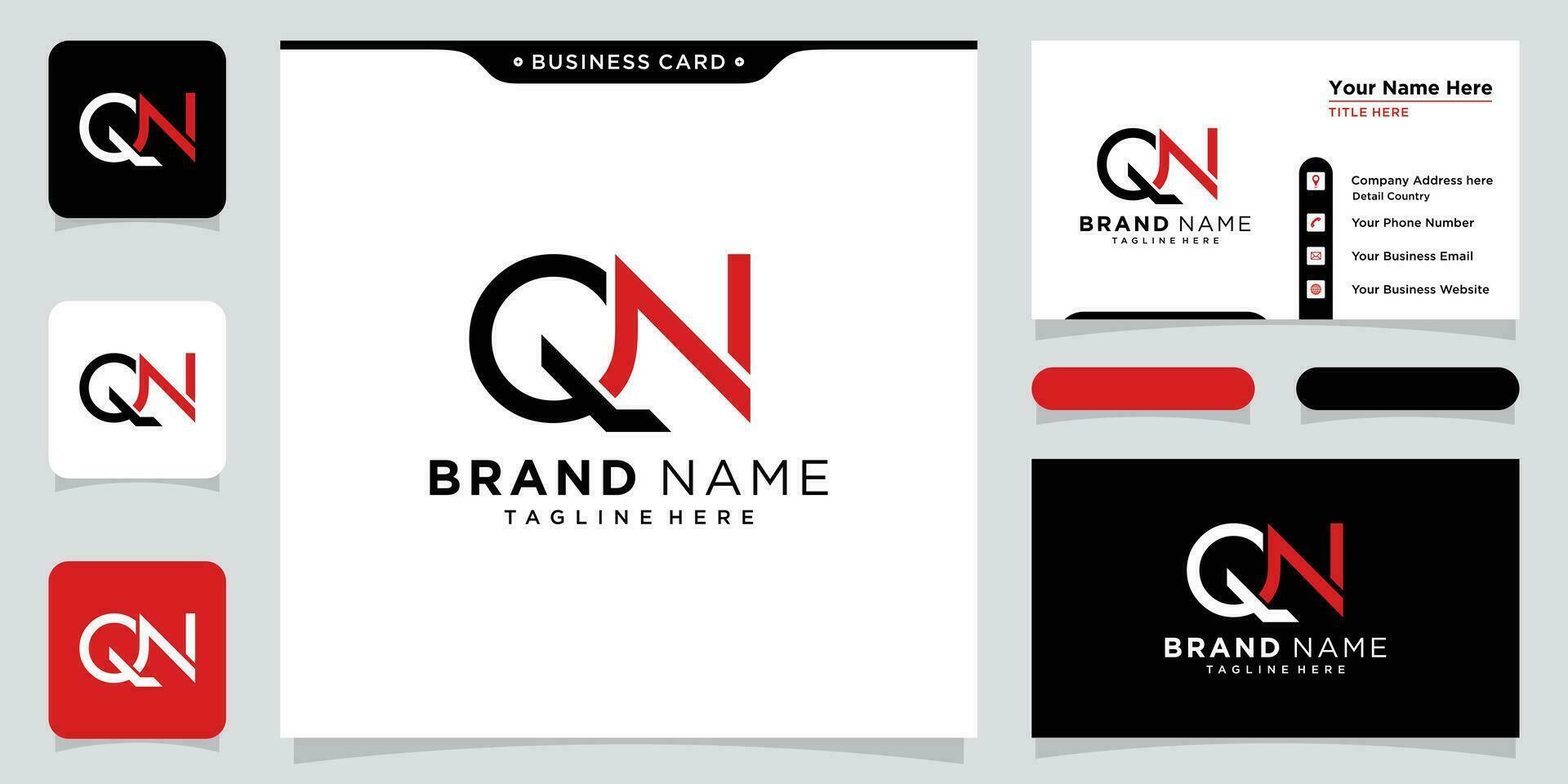 eerste brief qn logo ontwerp sjabloon met bedrijf kaart ontwerp vector