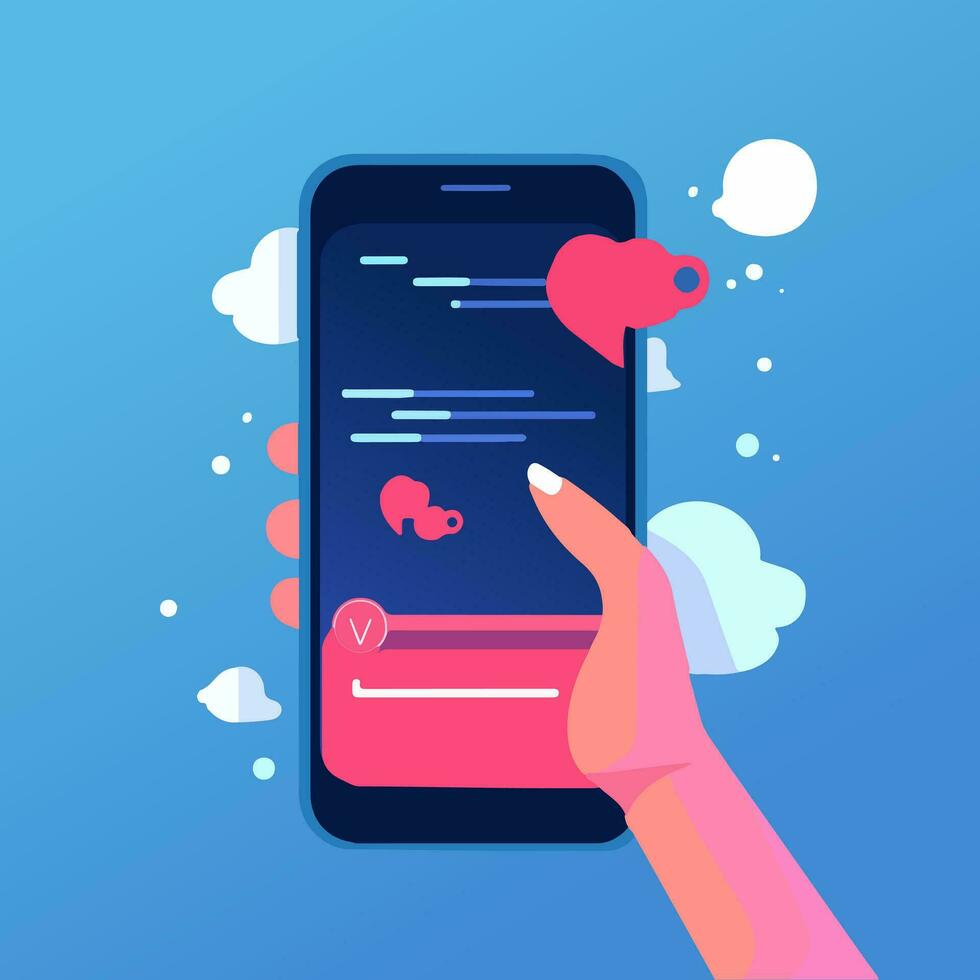 digitaal empowerment - vitrine een vector illustratie van een hand- Holding een telefoon, symboliseert de macht van technologie en connectiviteit. omhelzing de digitaal leeftijd met deze dynamisch grafisch.