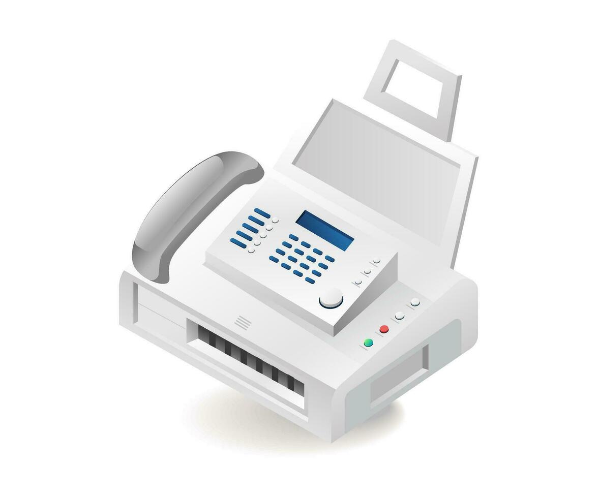 fax technologie concept isometrische illustratie vector