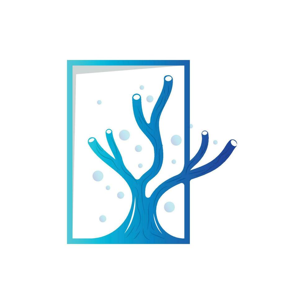 koraal logo, marinier fabriek ontwerp plaats marinier dier, zeewier zee vector
