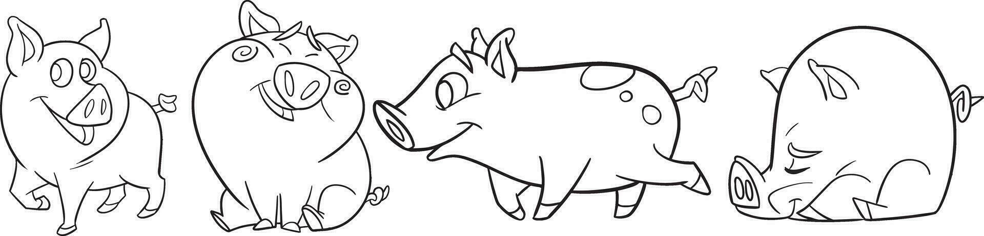 schattig varkens gemakkelijk kleur bladzijde. blad icoon vector. vector ontwerp sjabloon voor kinderen kleur boek