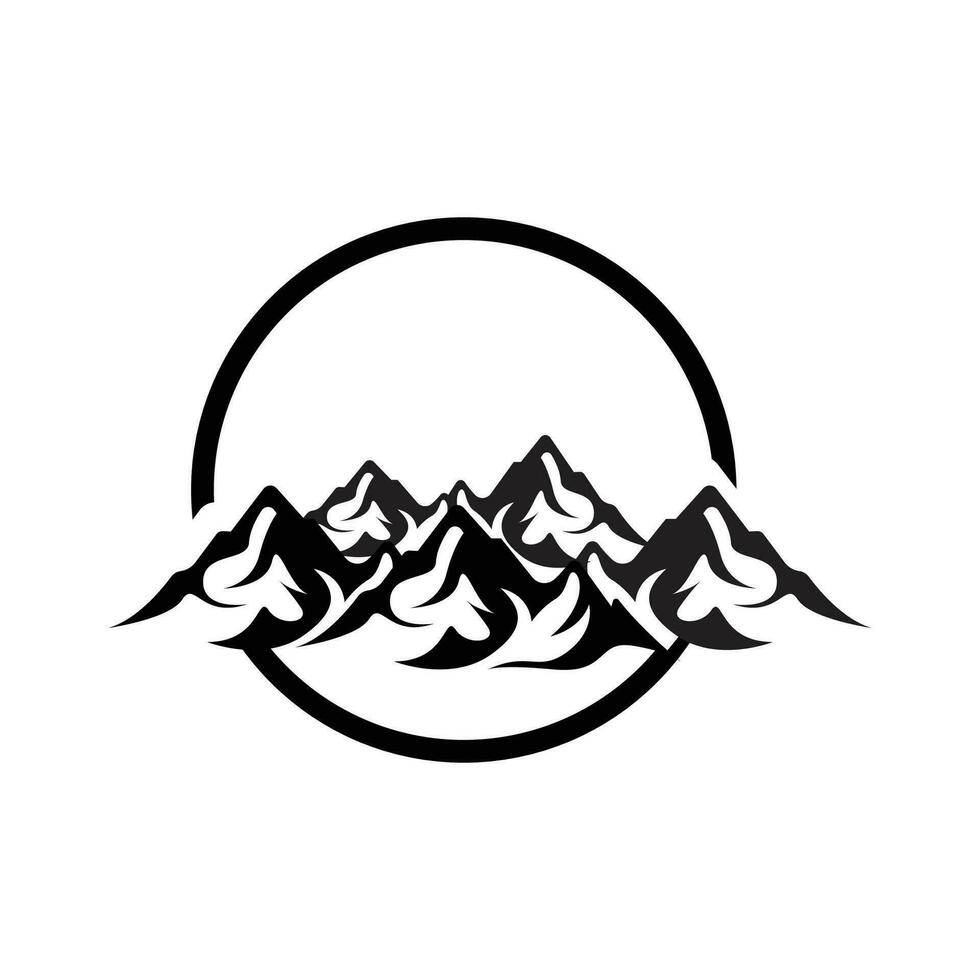 berg logo, natuur landschap visie ontwerp, klimmers en avontuur, sjabloon illustratie vector