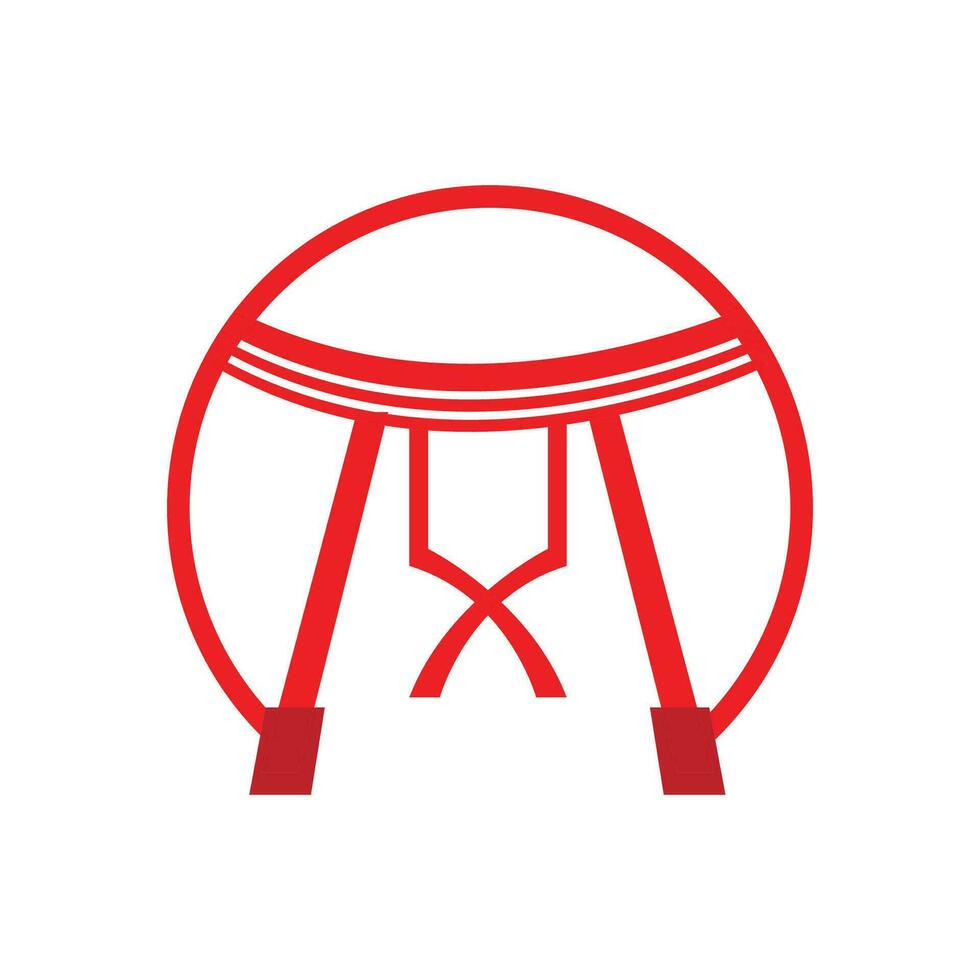 torii poort logo, Japans geschiedenis poort icoon vector, Chinese illustratie, houten ontwerp bedrijf merk sjabloon vector