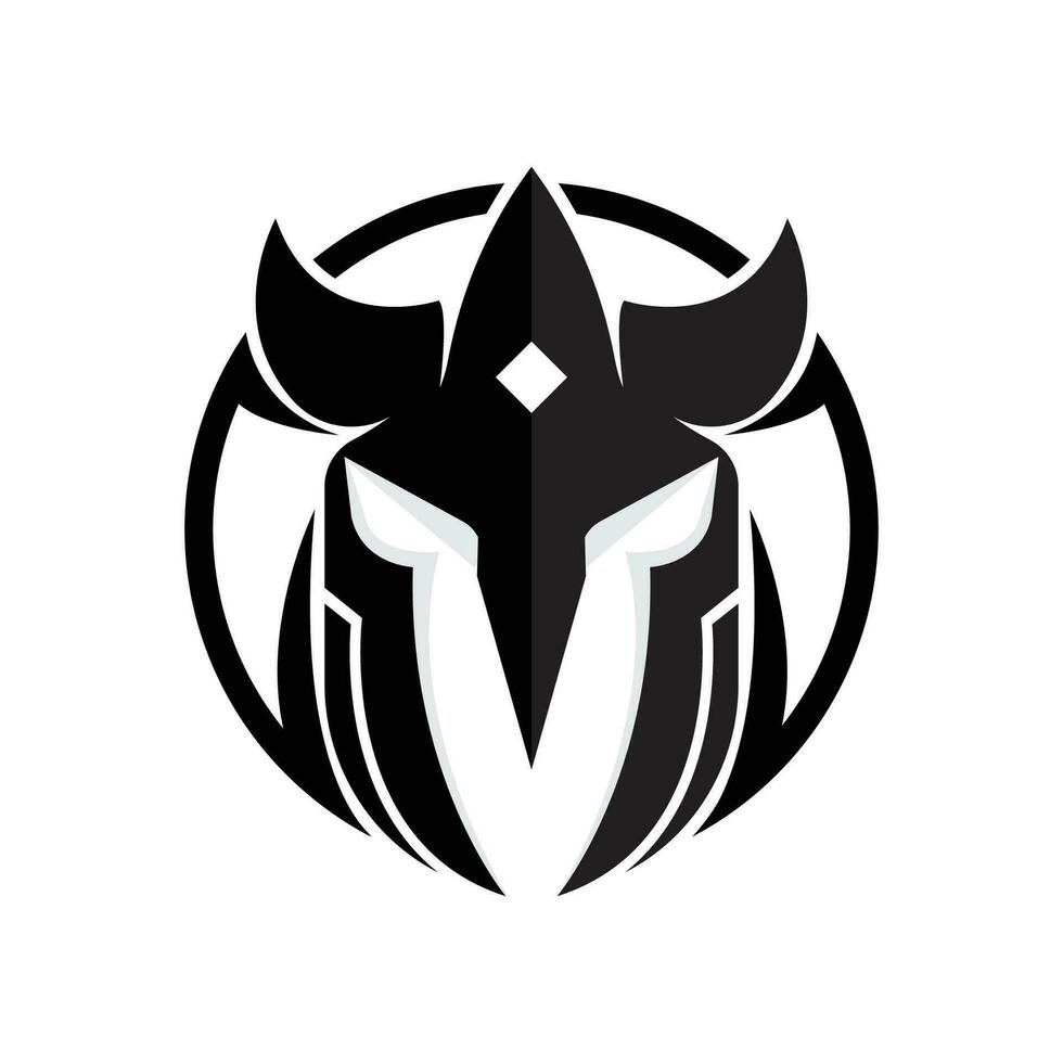 spartaans logo ontwerp, vector viking voogd vechter, gemakkelijk Grieks krijger helm