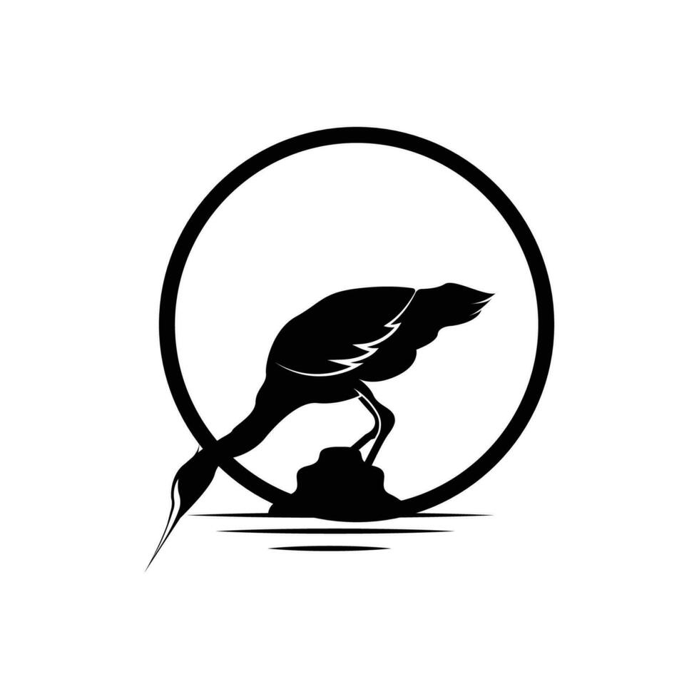 reiger vogel logo, vector vogel vliegend ooievaar reiger, dier silhouet ontwerp, ilustrasi sjabloon