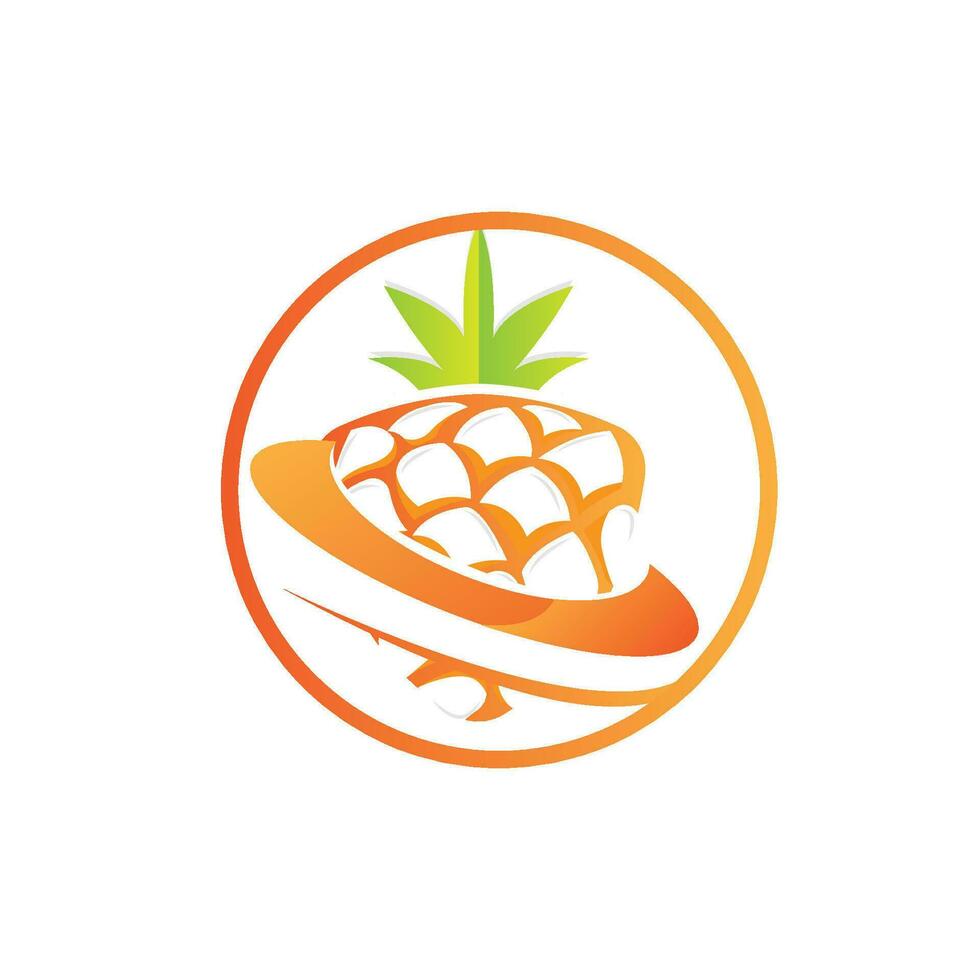 ananas logo ontwerp, vers fruit vector, plantage illustratie, fruit Product merk etiket vector