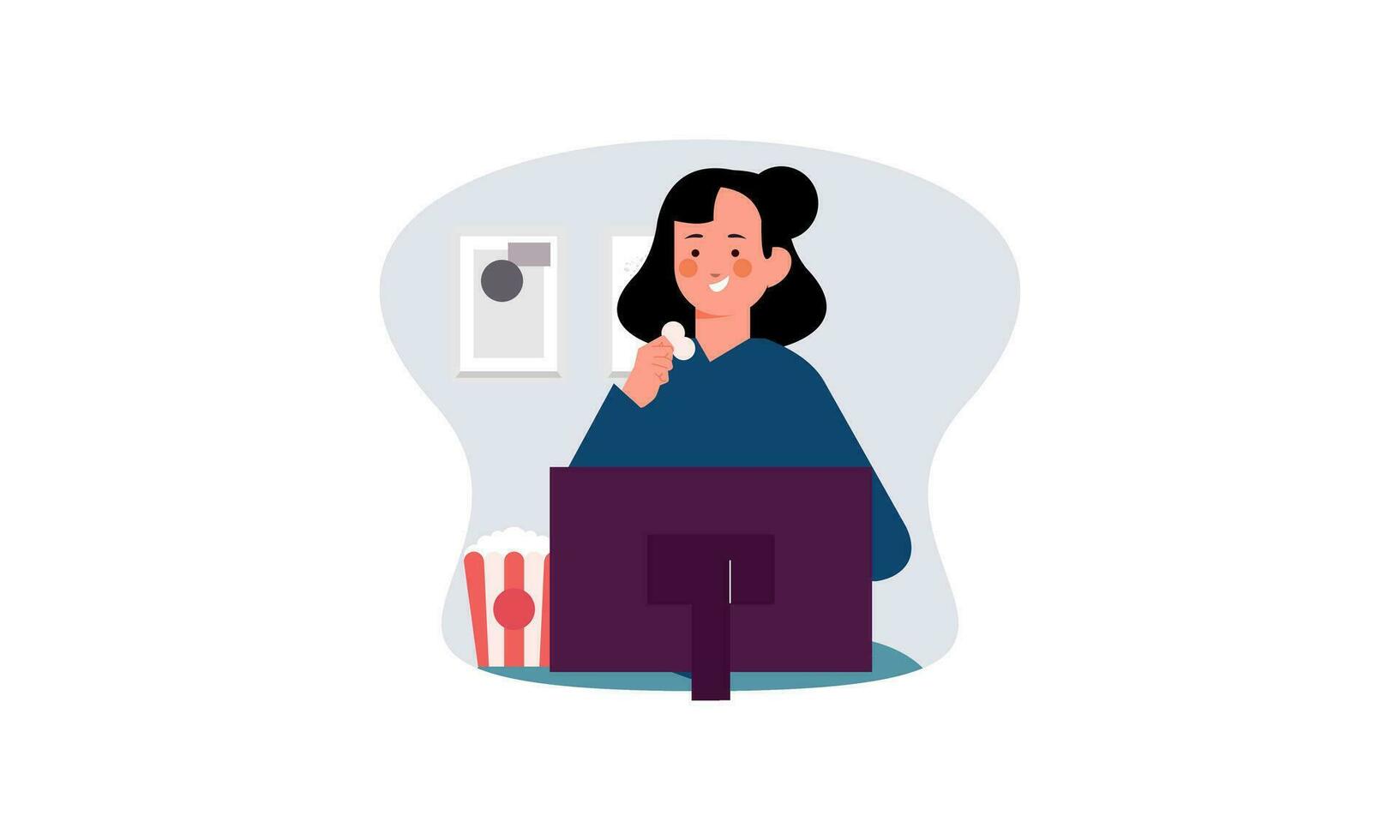 computer scherm met film minnaar met popcorn illustratie vector