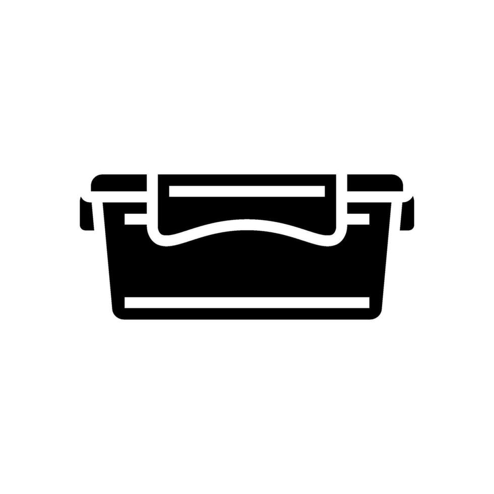 lunch doos plastic houder glyph icoon vector illustratie