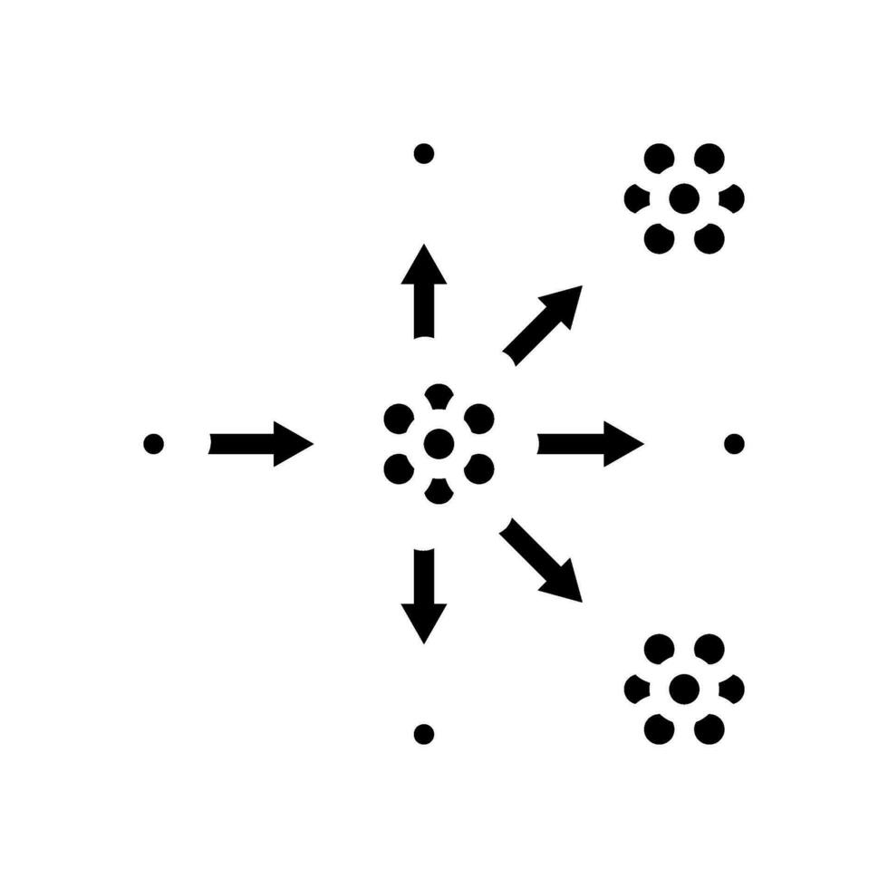 nucleair kernsplijting energie glyph icoon vector illustratie