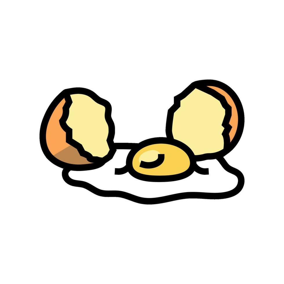 rauw ei kip boerderij voedsel kleur icoon vector illustratie