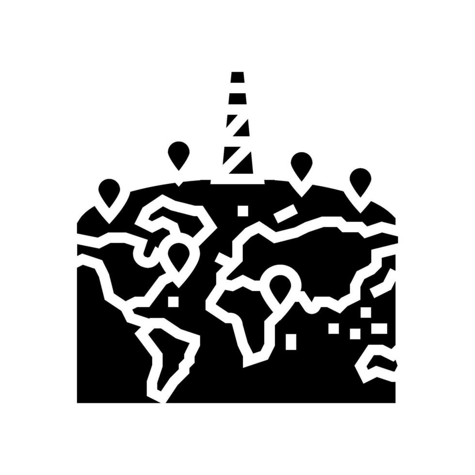 olie veld- in kaart brengen petroleum ingenieur glyph icoon vector illustratie