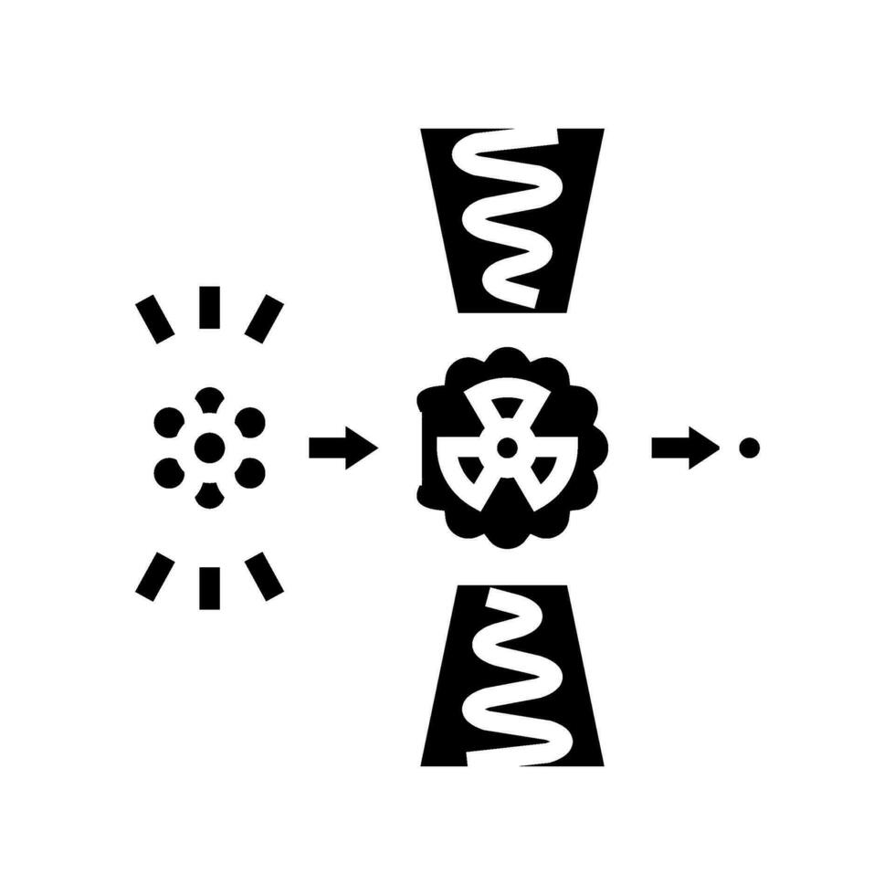 neutron activering nucleair energie glyph icoon vector illustratie