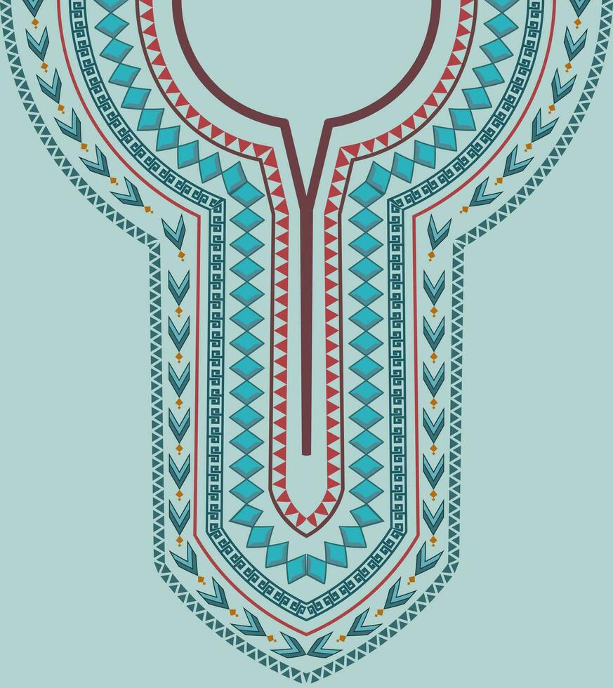 borduurwerk abstract meetkundig halslijn patroon ontwerp voor een kaftan jurk in een etnisch Afrikaanse stijl. vector