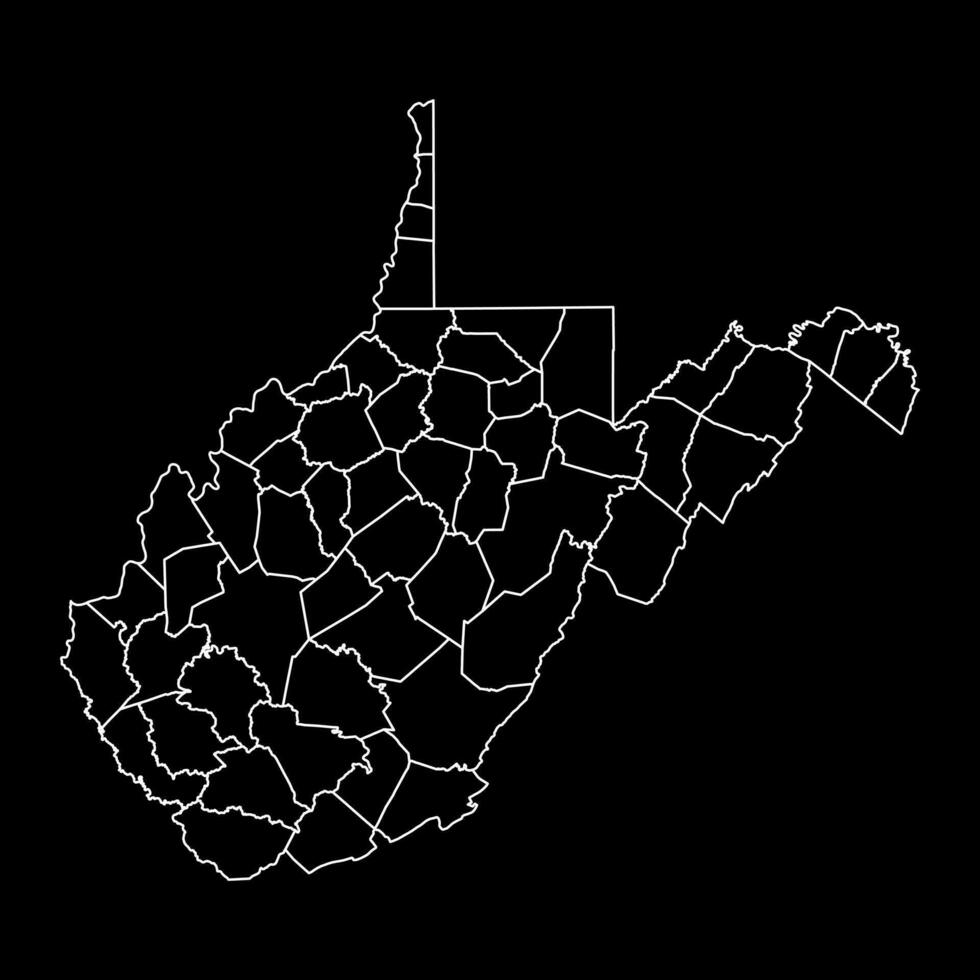 west Virginia staat kaart met provincies. vector illustratie.