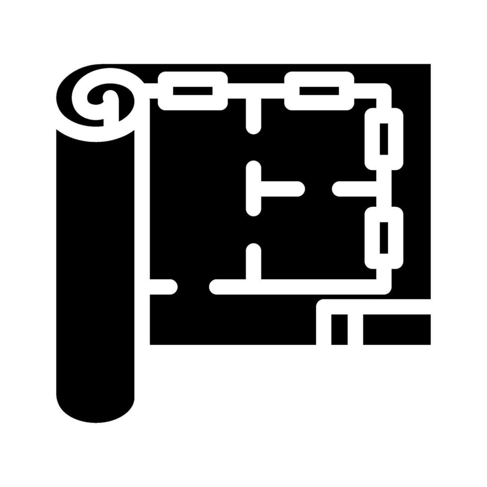 blauwdruk rollen civiel ingenieur glyph icoon vector illustratie