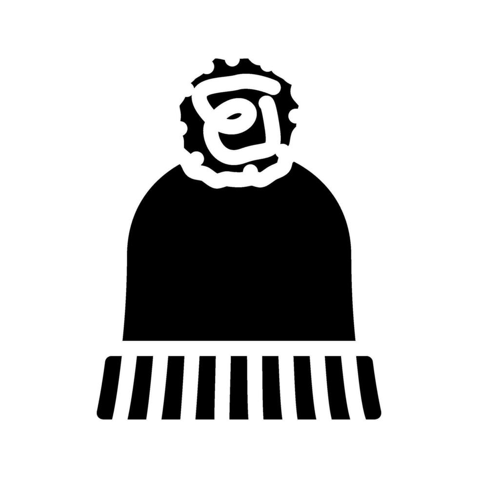 hoed breiwerk wol glyph icoon vector illustratie