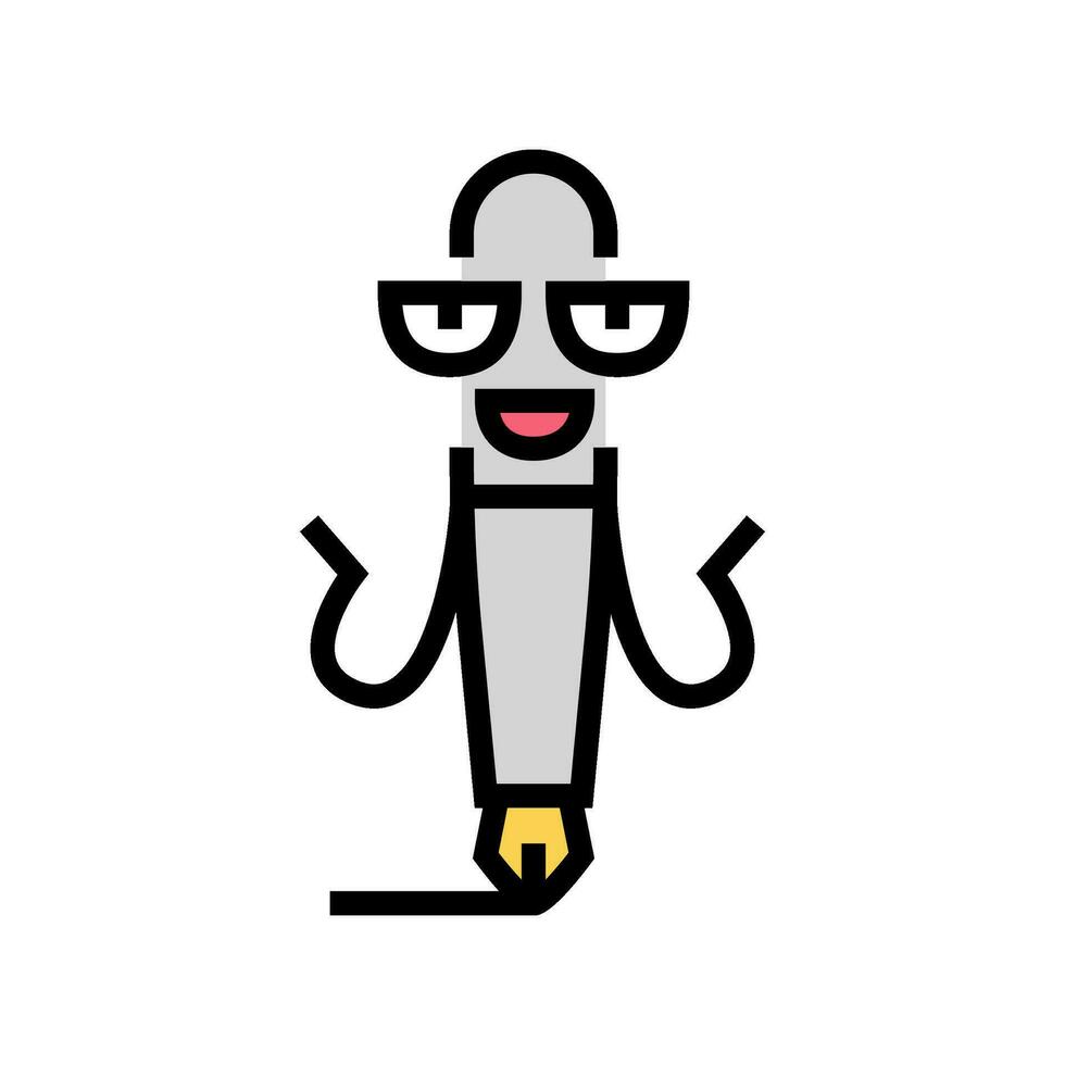 grappig pen karakter kleur icoon vector illustratie