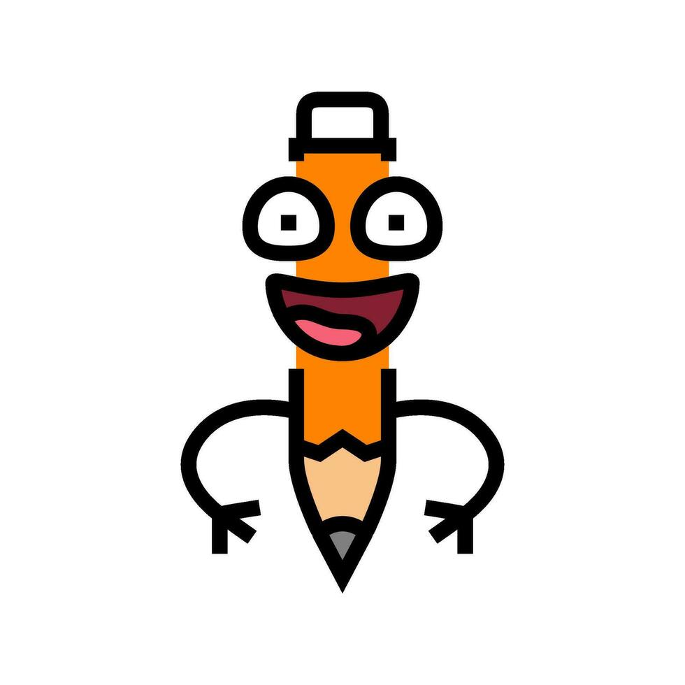 glimlach pen karakter kleur icoon vector illustratie
