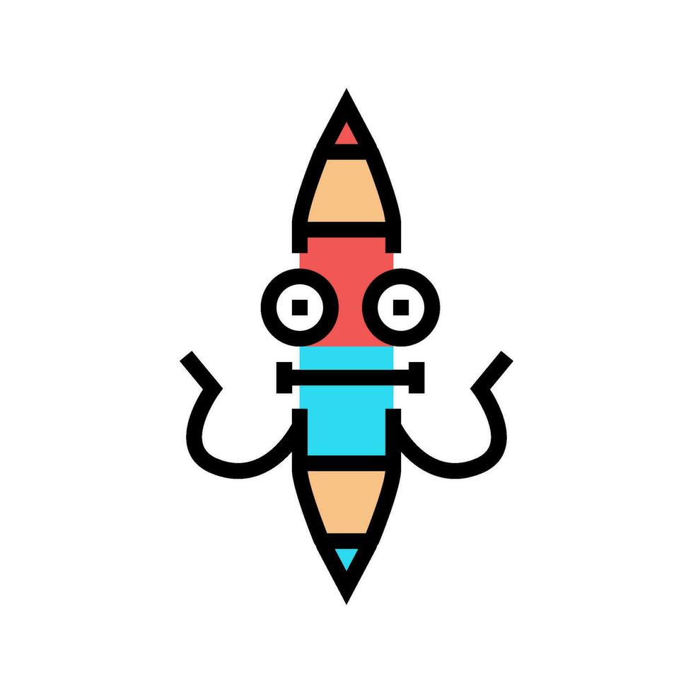 werk pen karakter kleur icoon vector illustratie