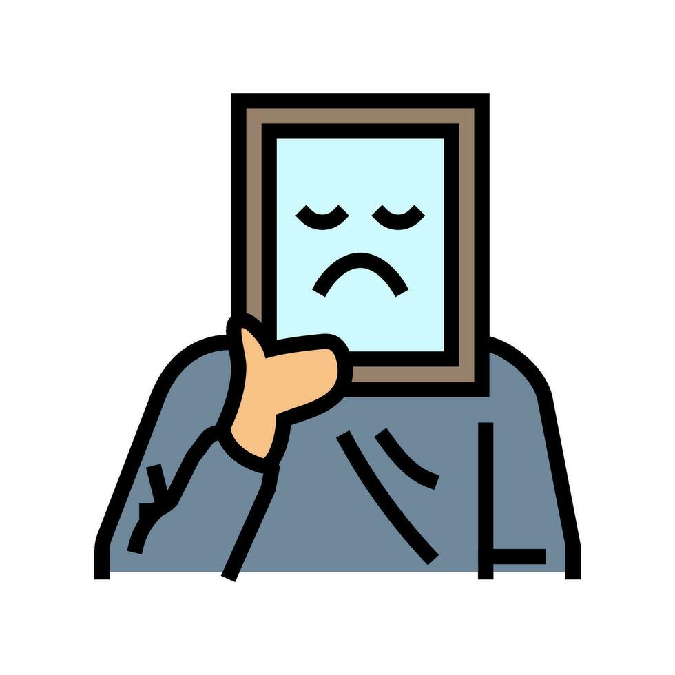 verdrietig persoon humeur kleur icoon vector illustratie