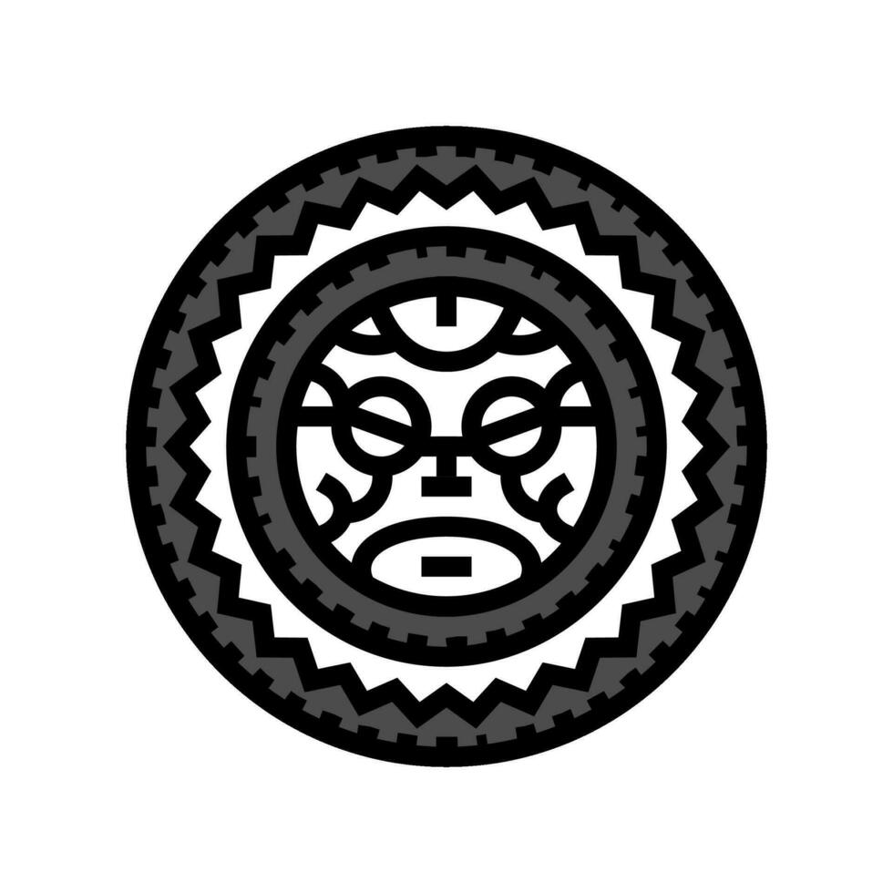 Maori tatoeëren kunst wijnoogst kleur icoon vector illustratie