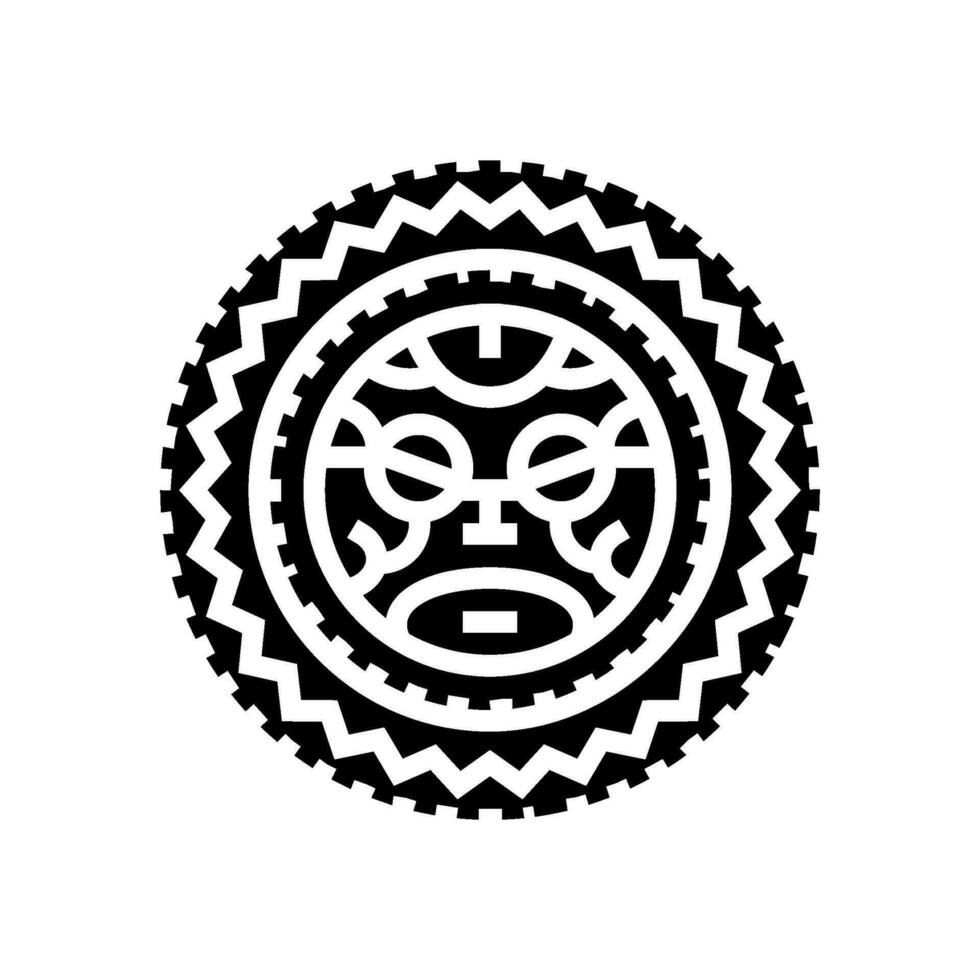 Maori tatoeëren kunst wijnoogst glyph icoon vector illustratie