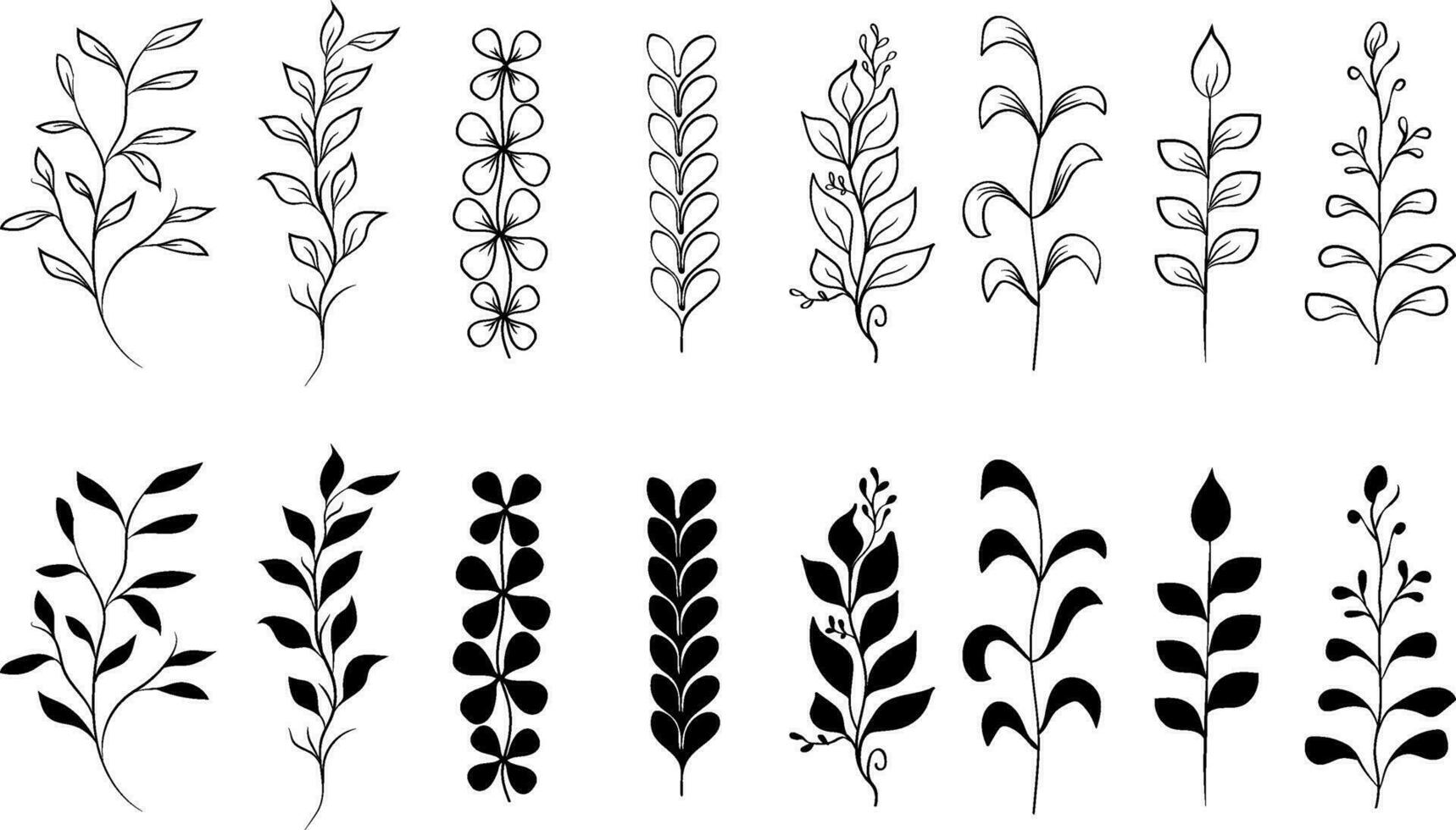 reeks van hand- getrokken bloemen elementen ontwerp. botanisch vector. bloem set. vector