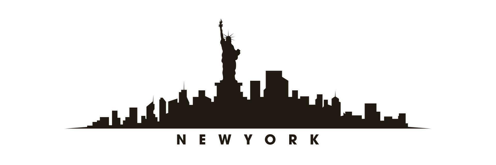 nieuw york horizon en oriëntatiepunten silhouet vector