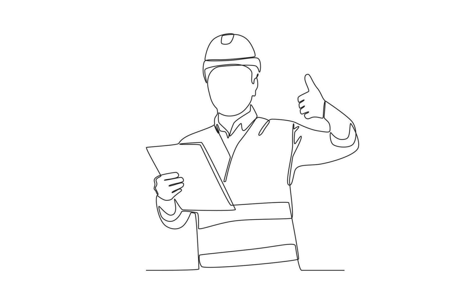 een arbeider houdt een document met een duimen omhoog vector