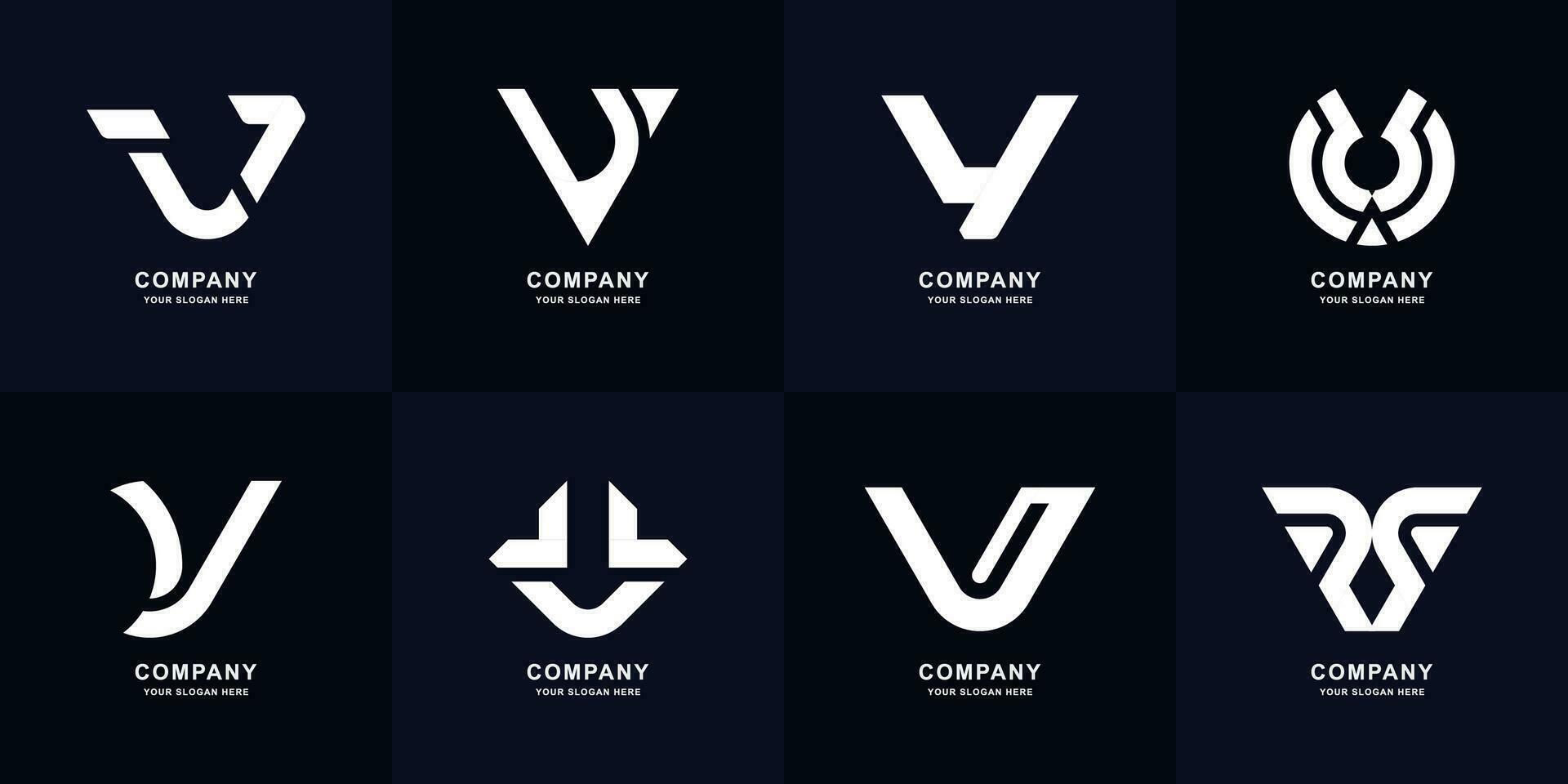verzameling brief v monogram logo ontwerp vector