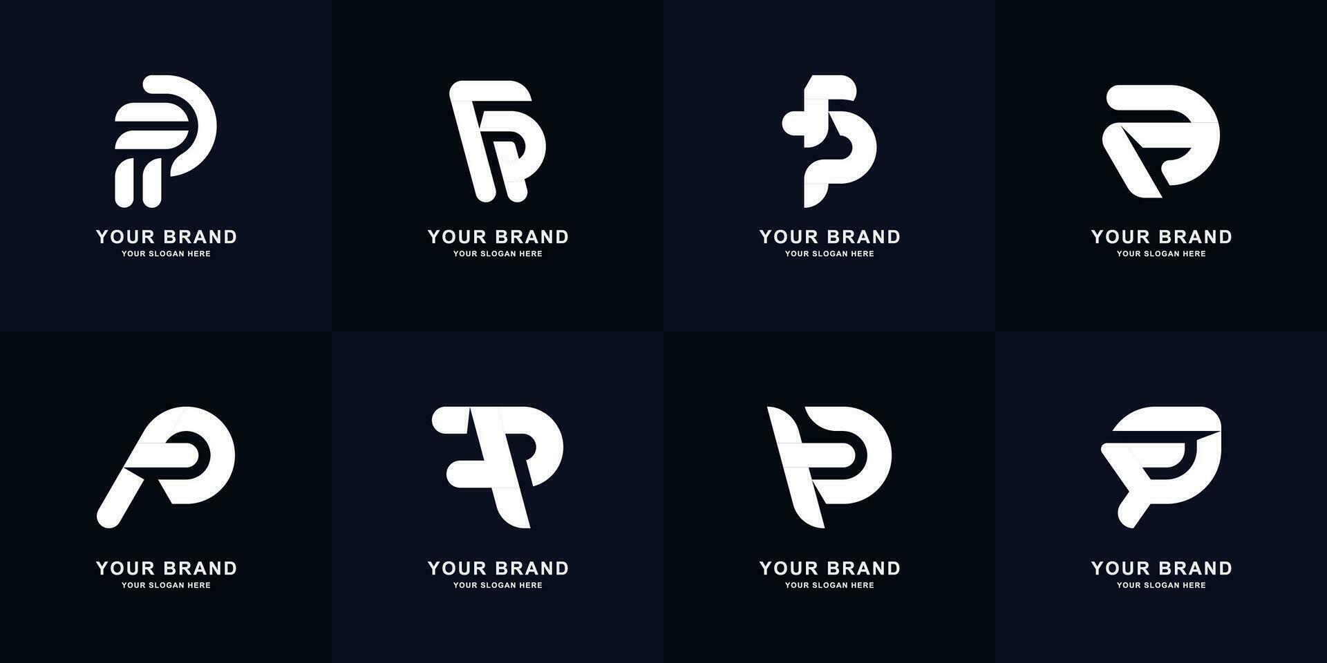 verzameling brief fp of pf monogram logo ontwerp vector