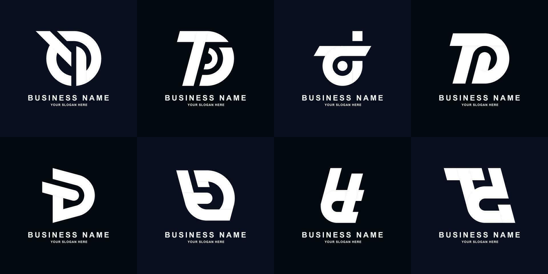 verzameling brief td of dt monogram logo ontwerp vector