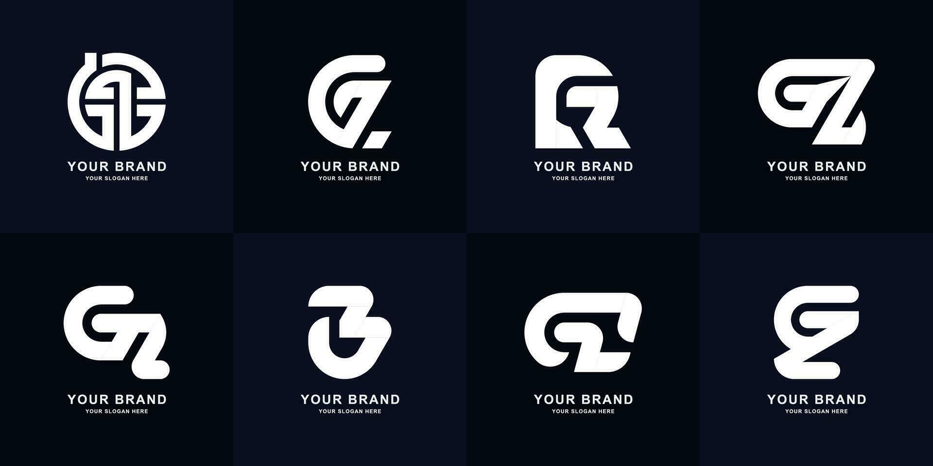 verzameling brief gz of g2 monogram logo ontwerp vector