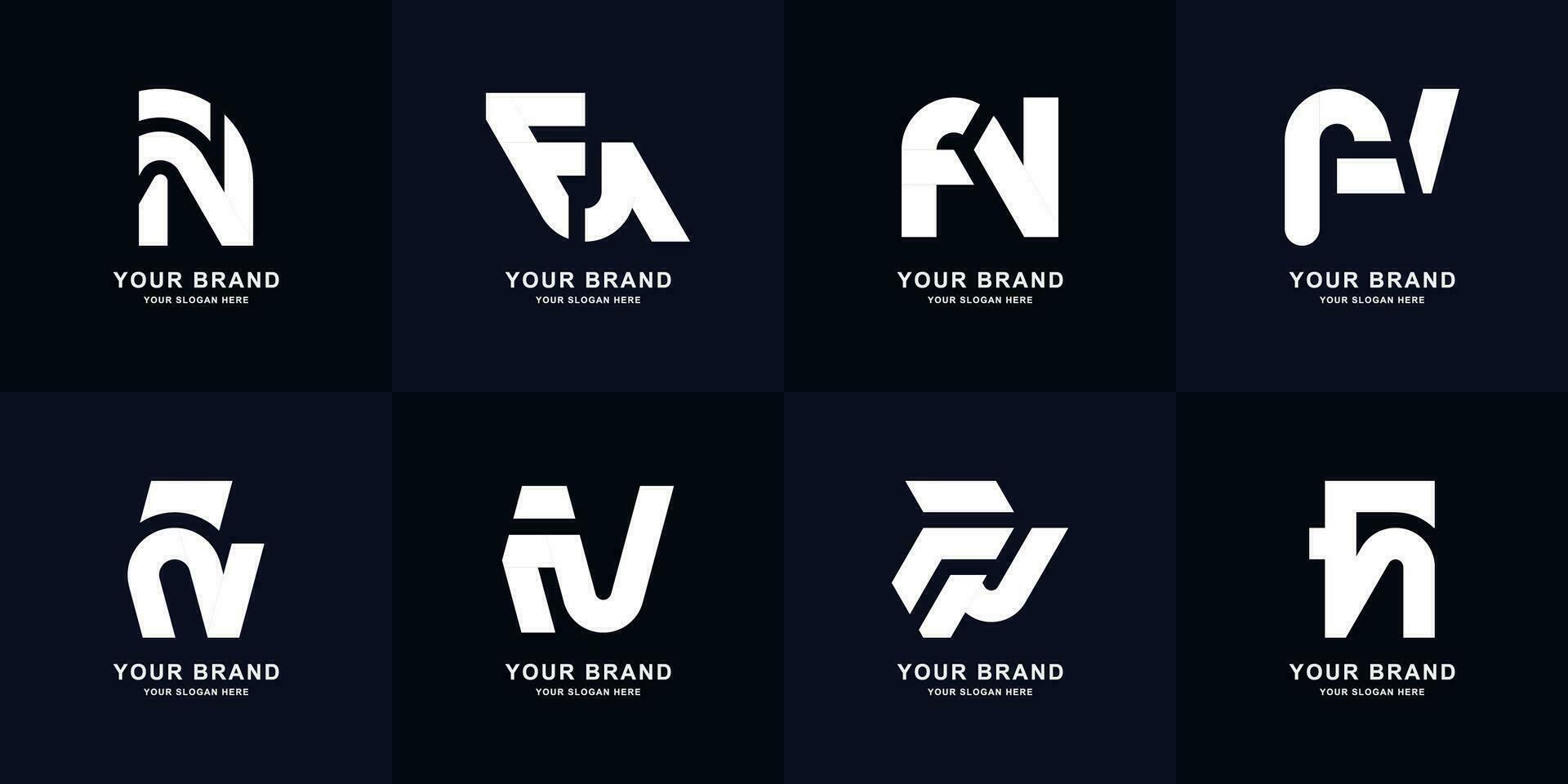 verzameling brief fn of nf monogram logo ontwerp vector