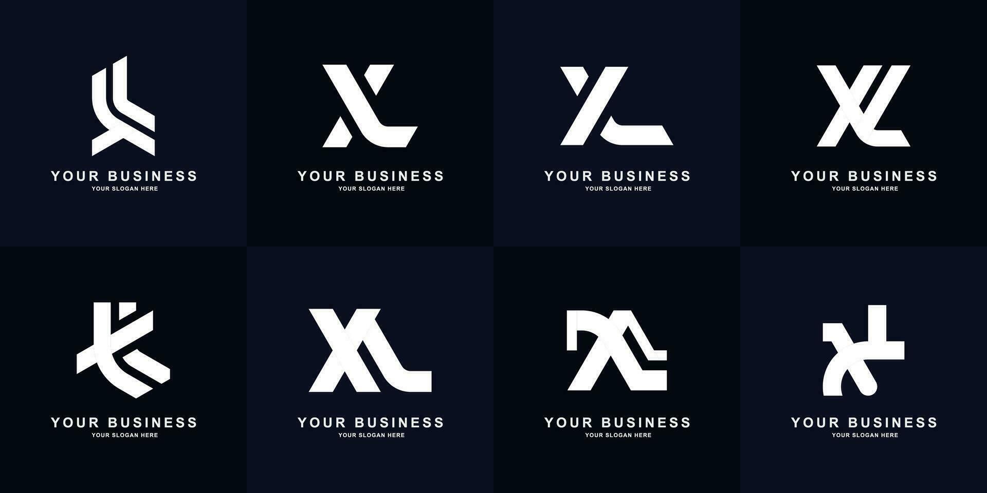 verzameling brief xl of lx monogram logo ontwerp vector