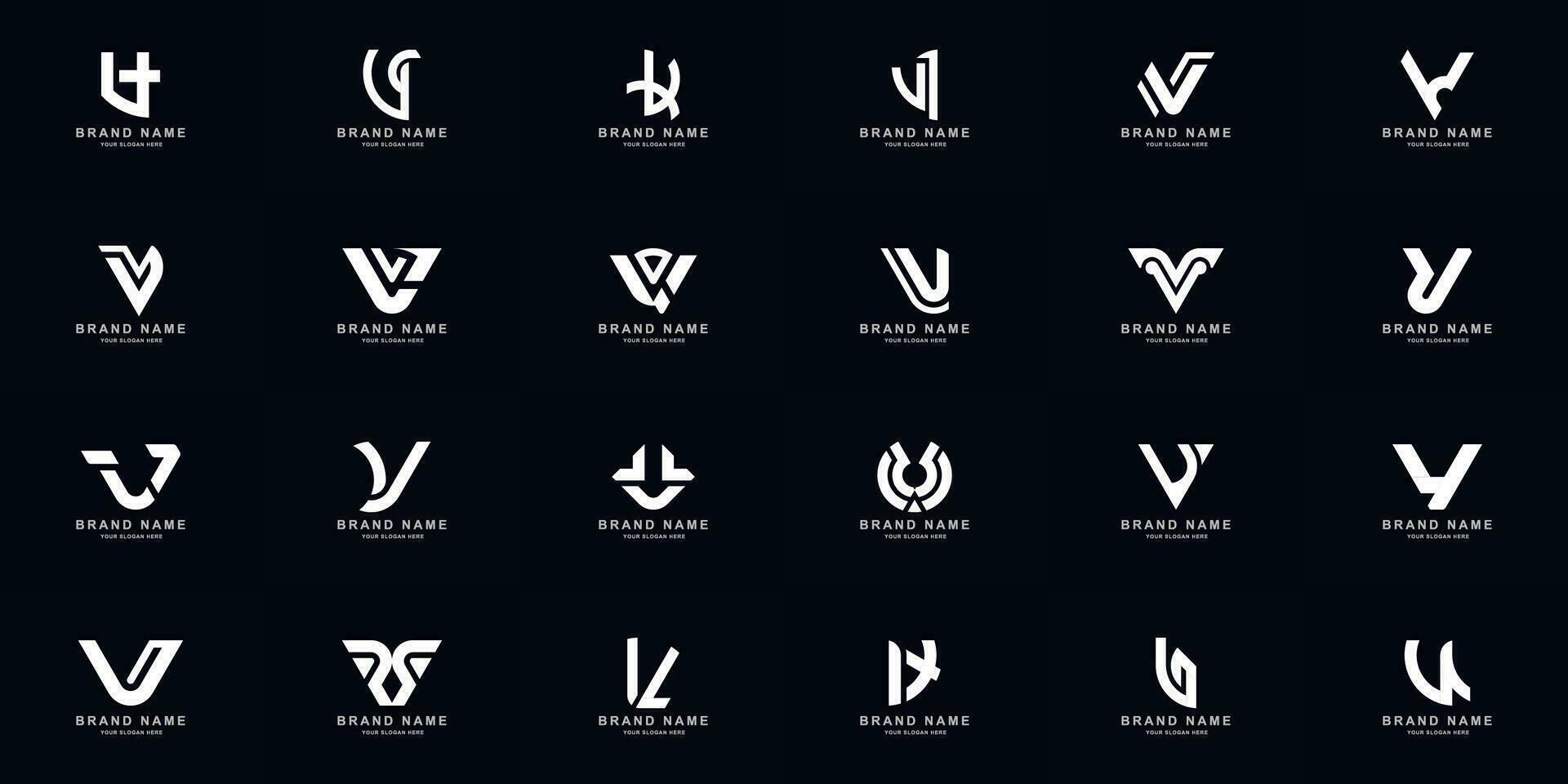 verzameling vol reeks abstract brief v monogram logo ontwerp vector