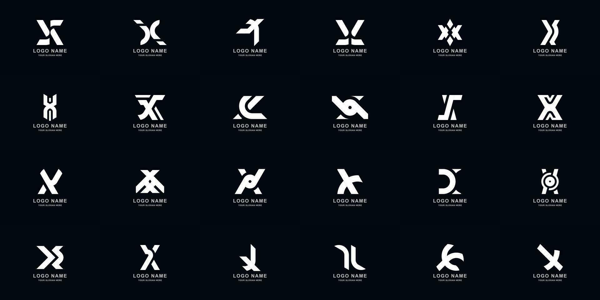 verzameling vol reeks abstract brief X monogram logo ontwerp vector