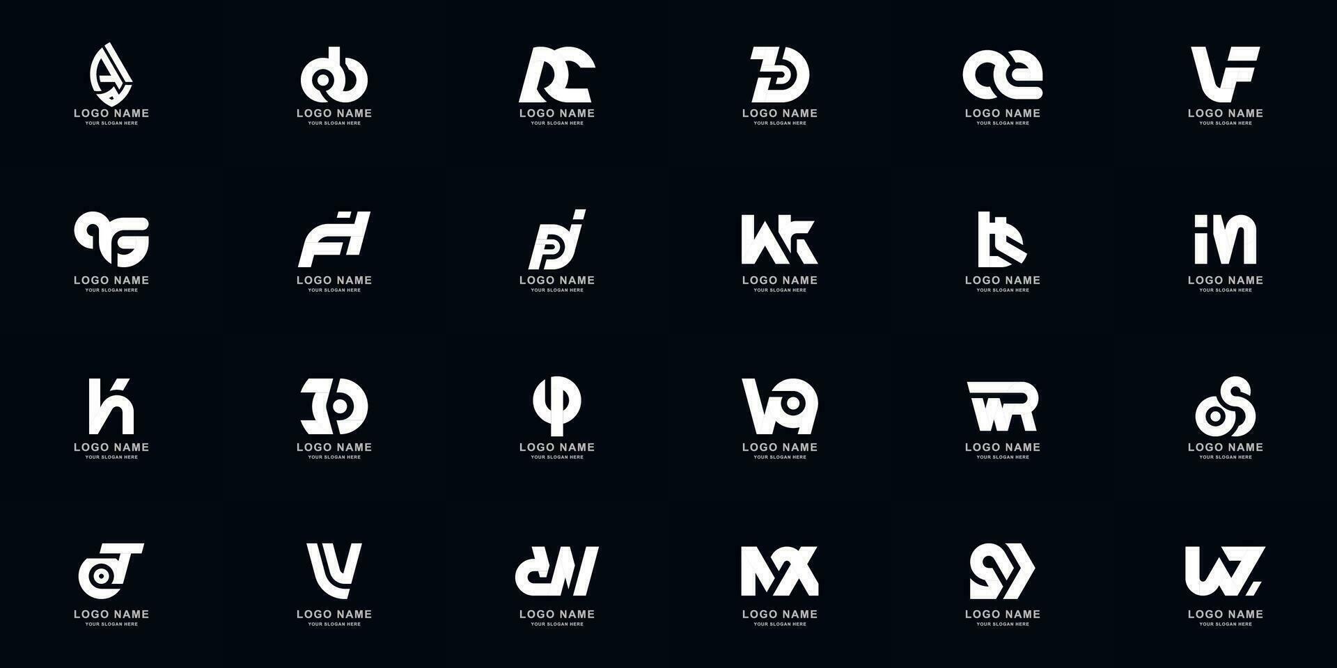 verzameling vol reeks abstract combineren brief een - z monogram logo ontwerp vector