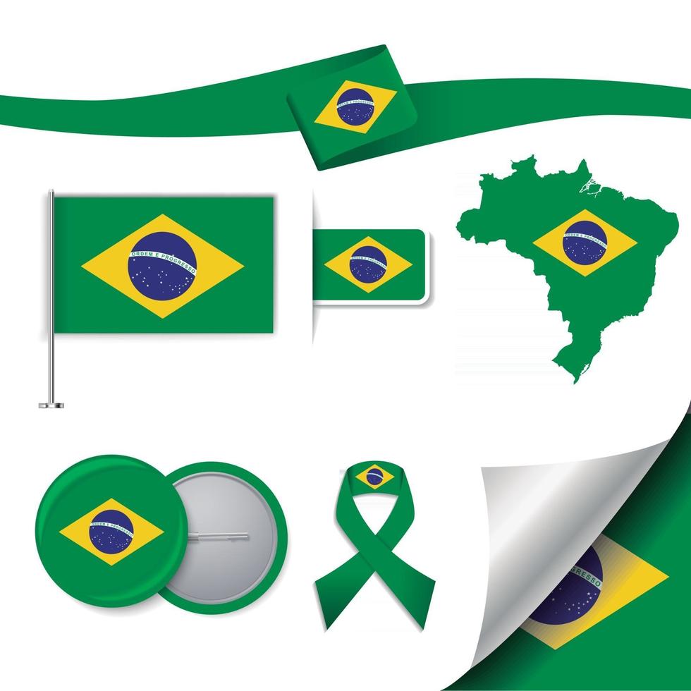 braziliaanse vlag met elementen vector