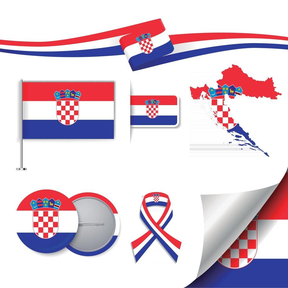 vlag van kroatië met elementen vector