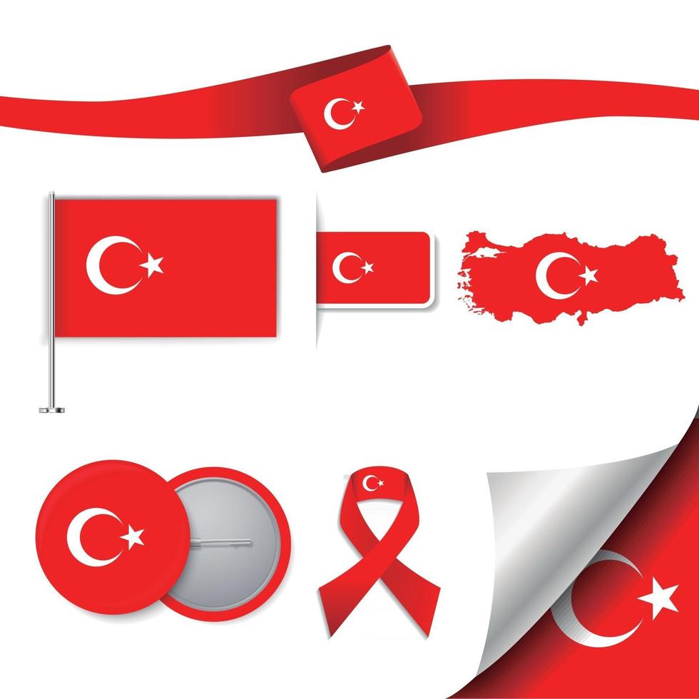 turkije vlag met elementen vector